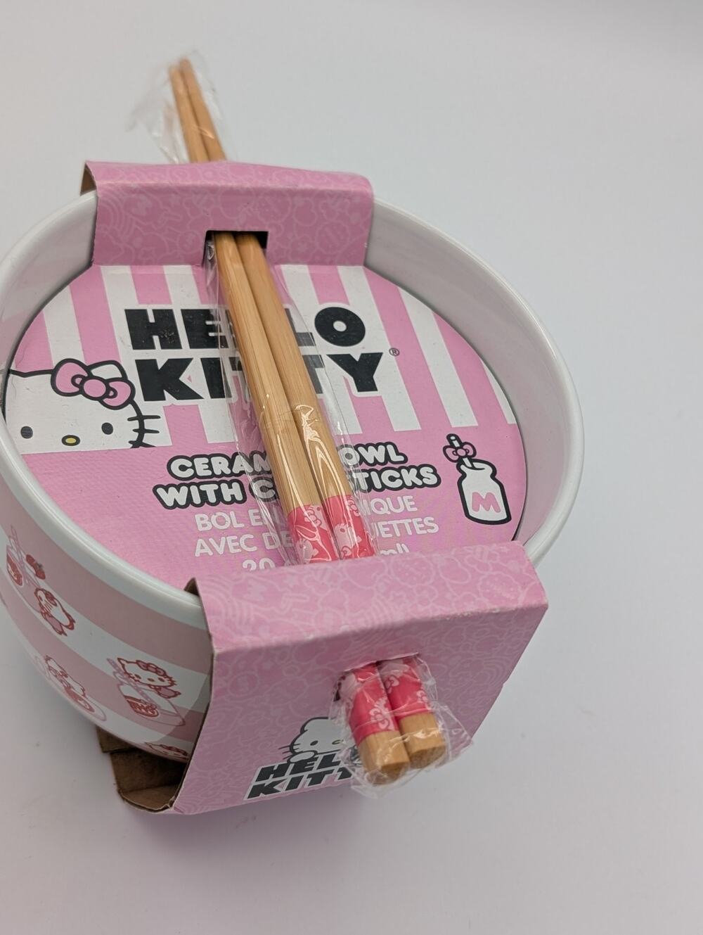 Hello Kitty By Sanrio Ceramic Noodles Bowl with Chopsticks 20 oz New